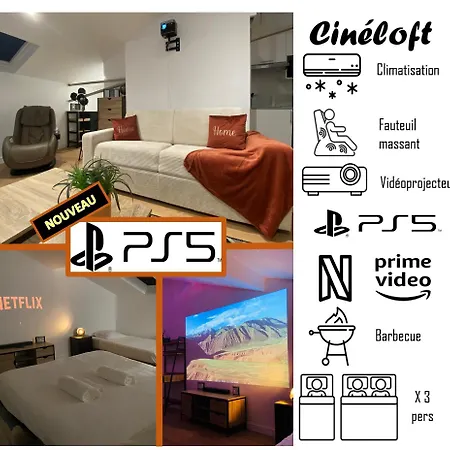 Apartment Cineloft Gare, Cinema, Ps5, Air Conditioning, Massage, Netflix, Prime Video *